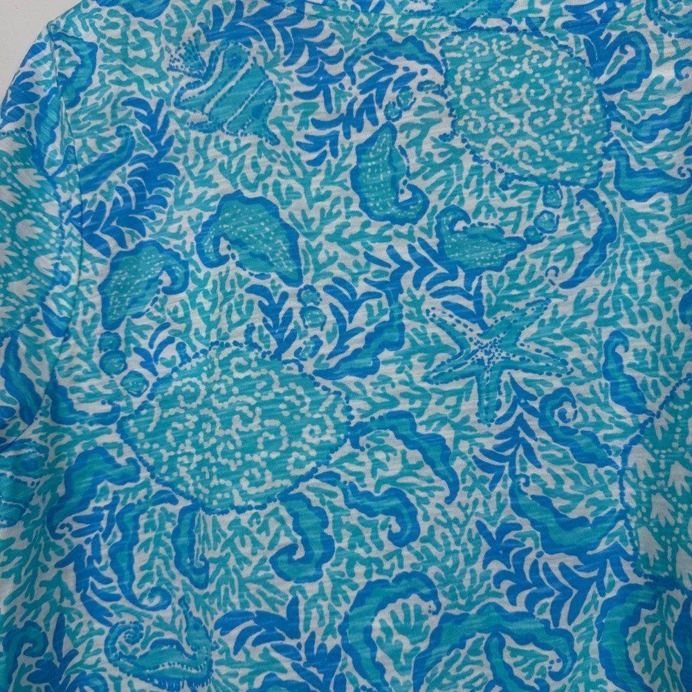 Lilly Pulitzer Blue Etta Scoop Neck LARGE Shirt Goombay Grooves Coastal NWT - Picture 5 of 10